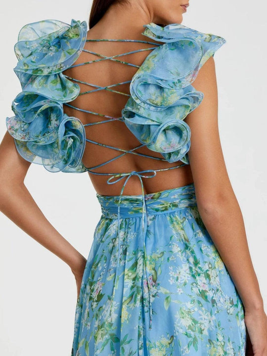 SOPHIA | BACKLESS PRINTED MAXI DRESS