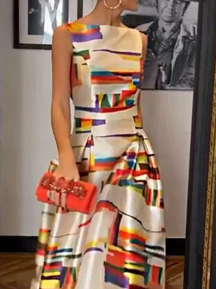 ISABEAU | GEOMETRIC MAXI DRESS