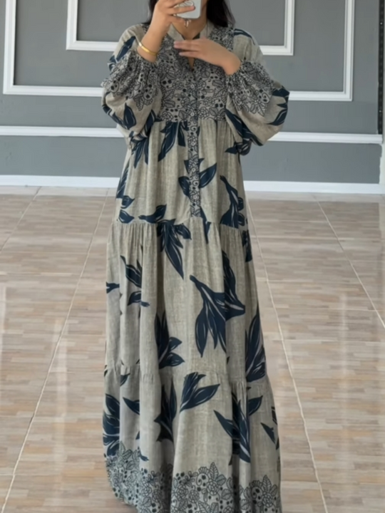 LILY | PRINTED LANTERN SLEEVES LOOSE DRESS