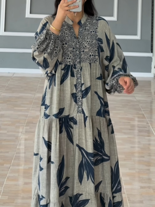 LILY | PRINTED LANTERN SLEEVES LOOSE DRESS