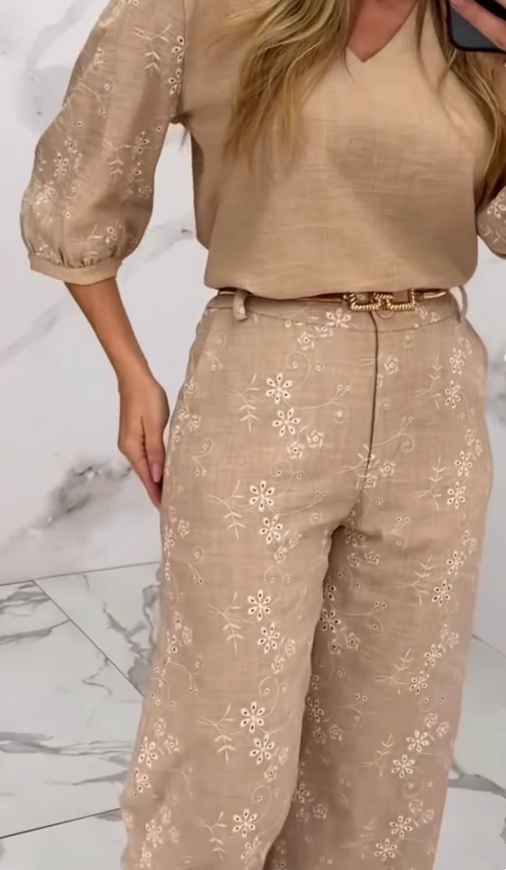 HANNAH | EMBROIDERY TEXTURE PATCHWORK SUIT