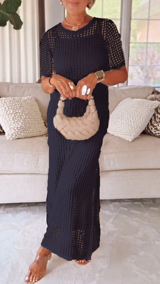 ELLA | ELEGANT BOAT NECK HOLLOW AIRY TWO-PIECE DRESS