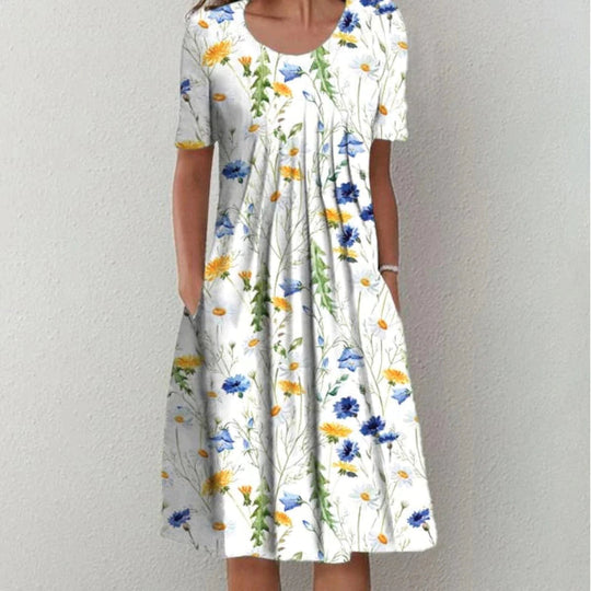 VICTORIA | ELEGANT FLORAL DRESS WITH TUMMY-FLATTERING LAYERS
