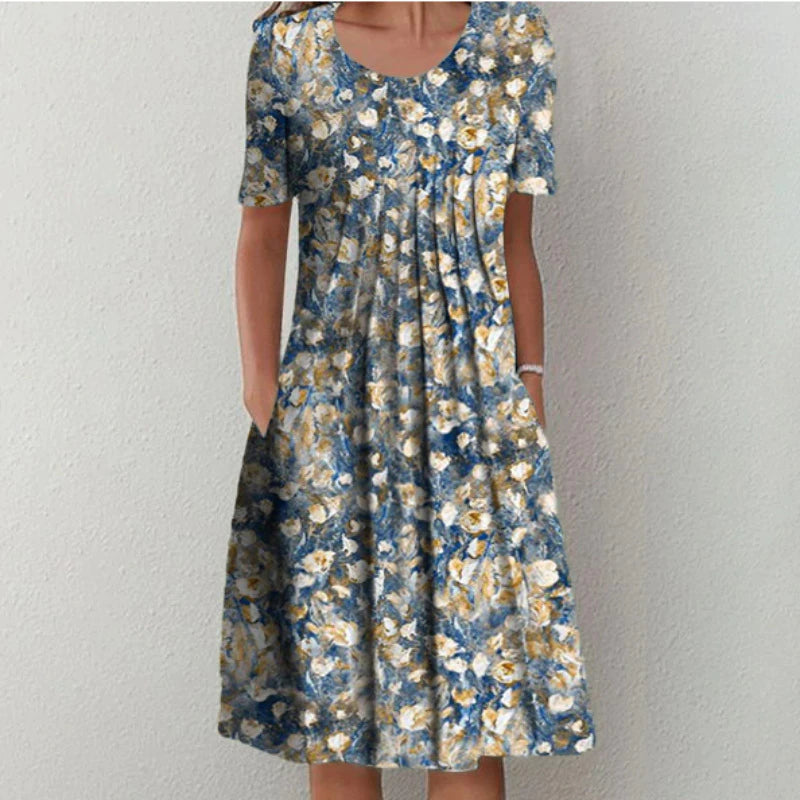 VICTORIA | ELEGANT FLORAL DRESS WITH TUMMY-FLATTERING LAYERS