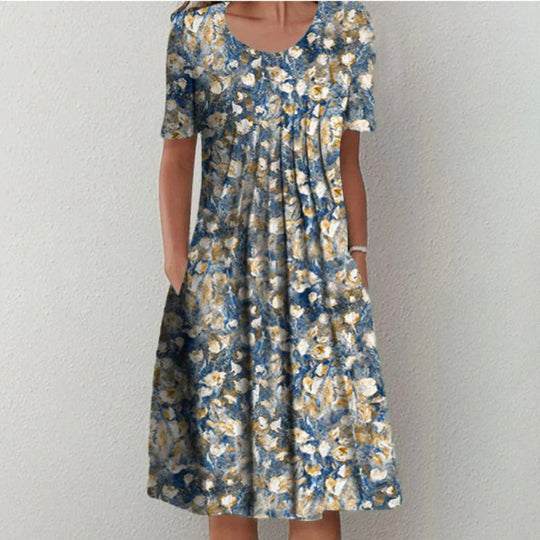 VICTORIA | ELEGANT FLORAL DRESS WITH TUMMY-FLATTERING LAYERS