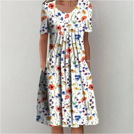 VICTORIA | ELEGANT FLORAL DRESS WITH TUMMY-FLATTERING LAYERS