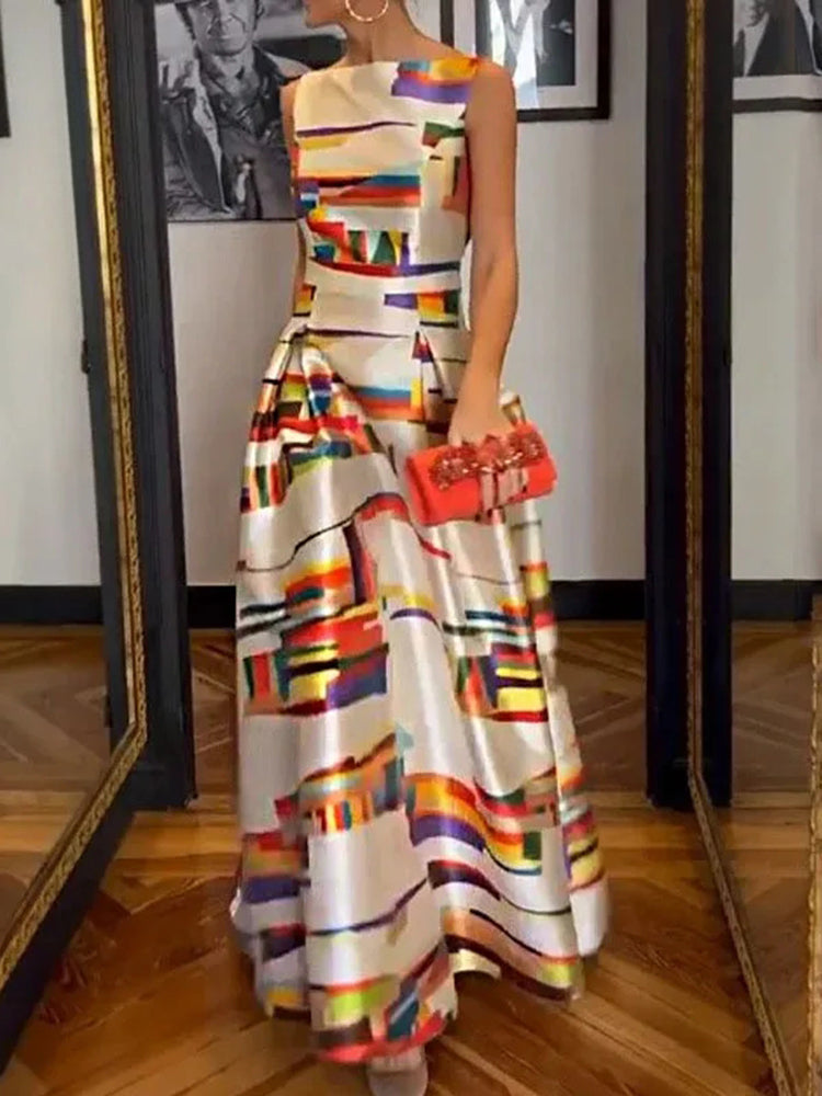 ISABEAU | GEOMETRIC MAXI DRESS