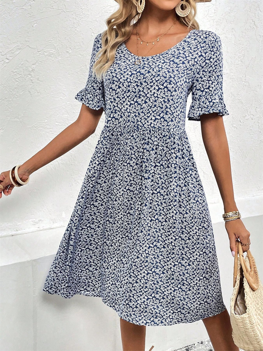 ELIZA | FLORAL PRINTED SUMMER DRESS WITH TUMMY COVERAGE