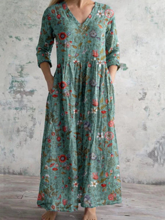 ANNA | MAXI DRESS WITH VINTAGE FLORAL PRINT