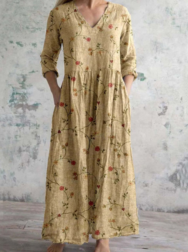 ANNA | MAXI DRESS WITH VINTAGE FLORAL PRINT