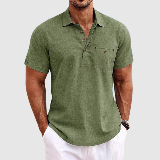 THEODORE | WILLOW LINEN POLO SHIRT