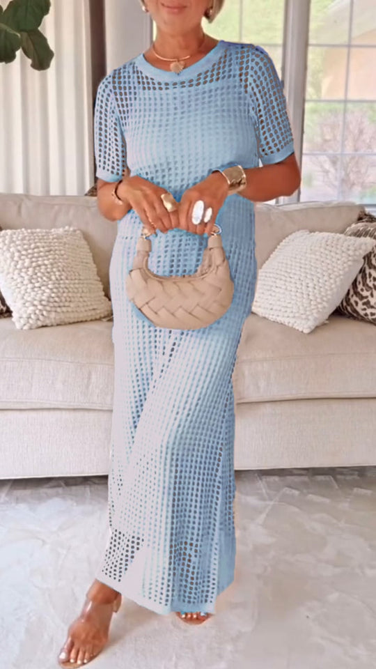 ELLA | ELEGANT BOAT NECK HOLLOW AIRY TWO-PIECE DRESS