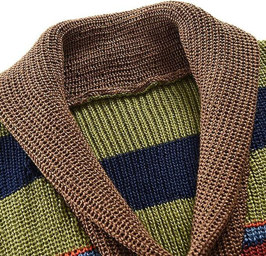 JASPER | KNITTED MEN’S CARDIGAN WITH COLOUR BLOCK AND GEOMETRIC PATTERN