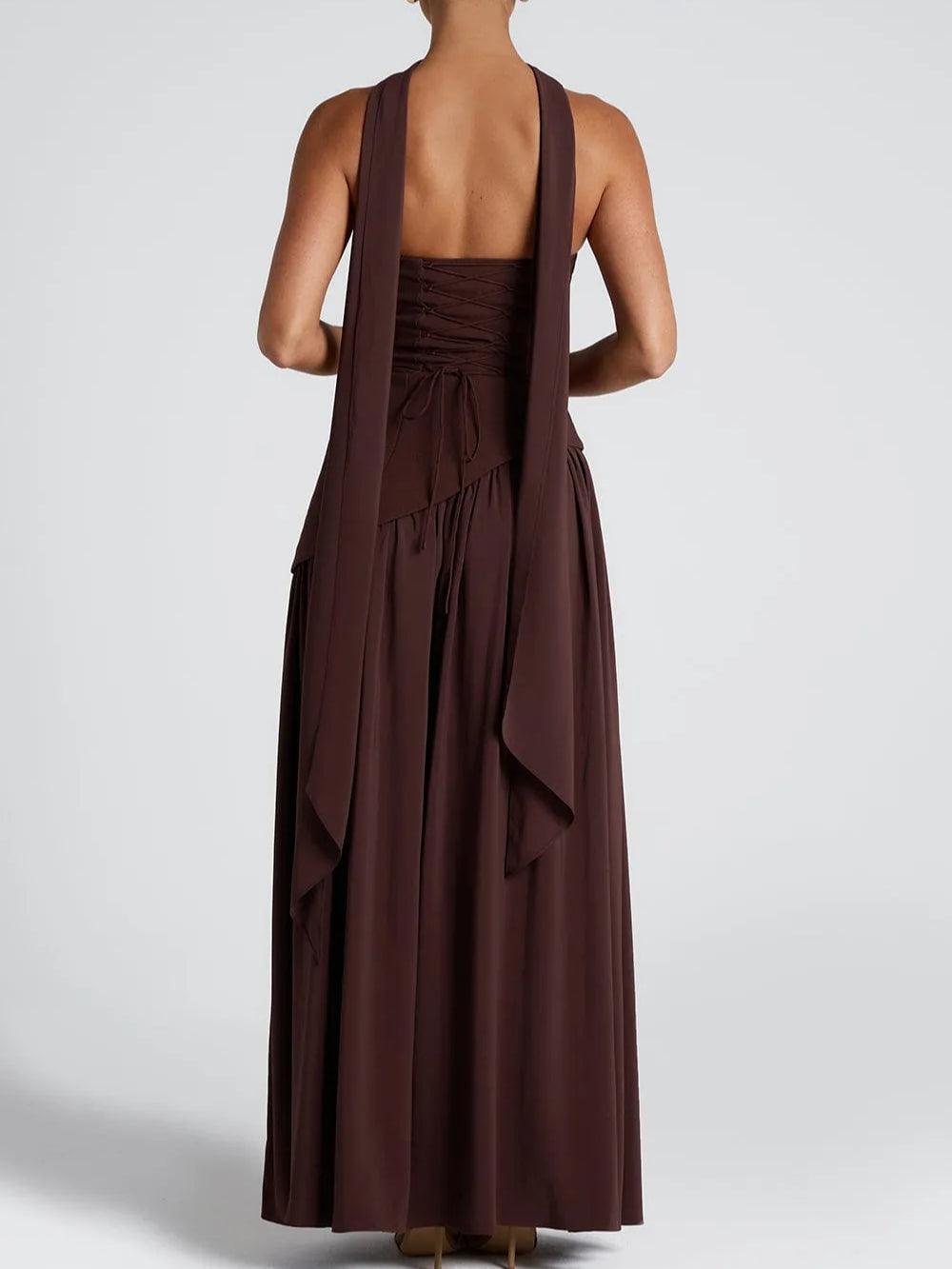 ZOE | STRAPLESS SLIT RIBBON MAXI DRESS