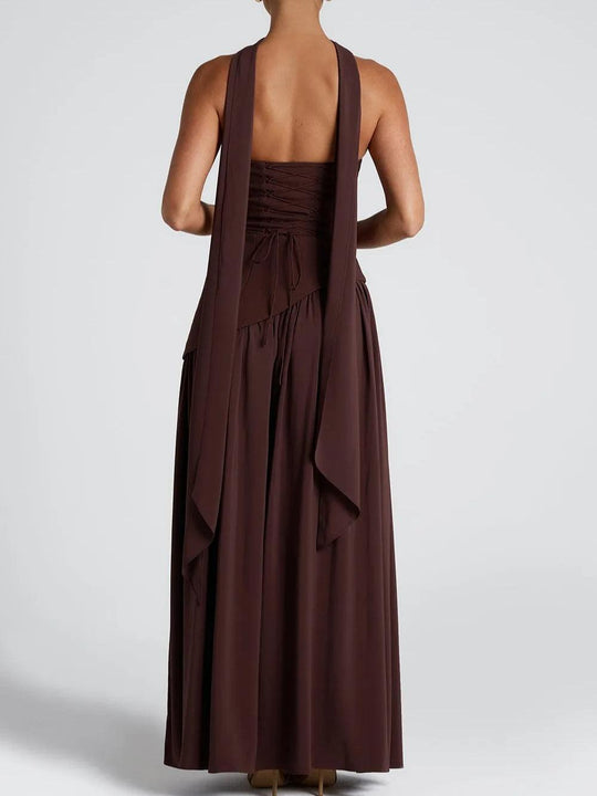 ZOE | STRAPLESS SLIT RIBBON MAXI DRESS