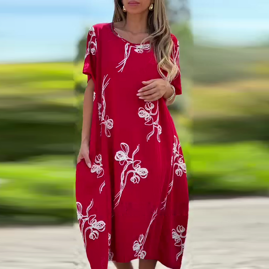 ALISON | CASUAL LOOSE DRESS WITH SHORT SLEEVES