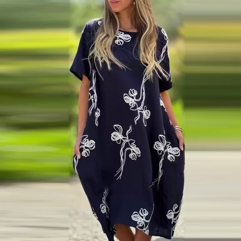 ALISON | CASUAL LOOSE DRESS WITH SHORT SLEEVES