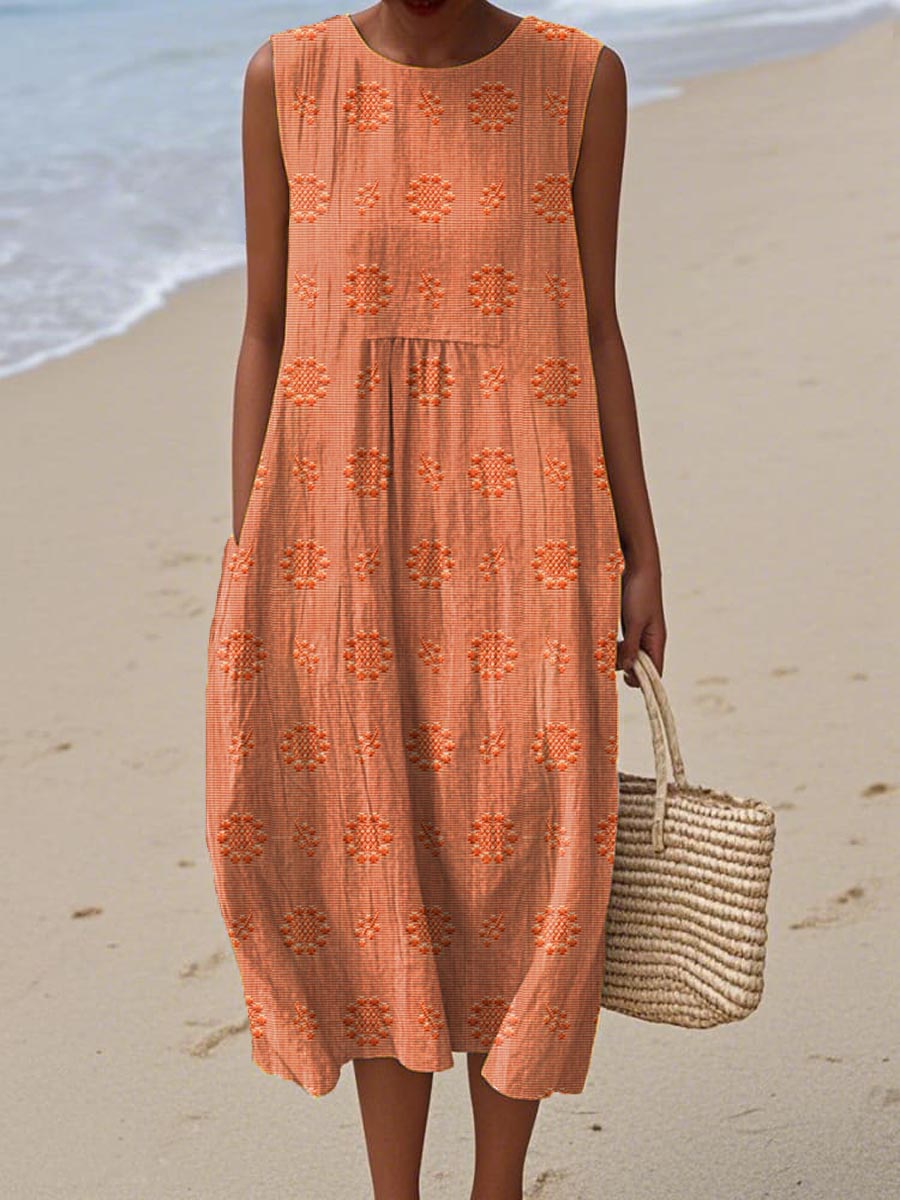 RUTH | AIRY COTTON-LINEN DRESS WITH MINIMALIST CHARM