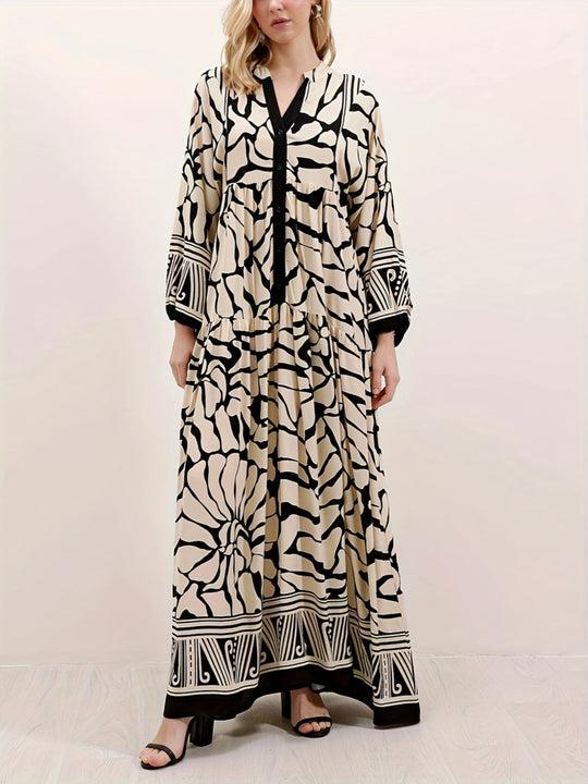 LILY | PRINTED LANTERN SLEEVES LOOSE DRESS
