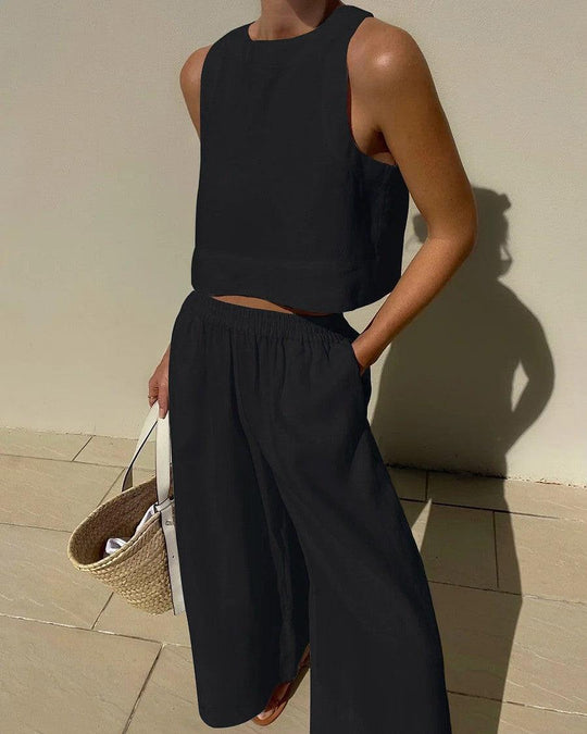 ARIEL | CHIC SOLID COLOR SLEEVELESS 2PIECES SET