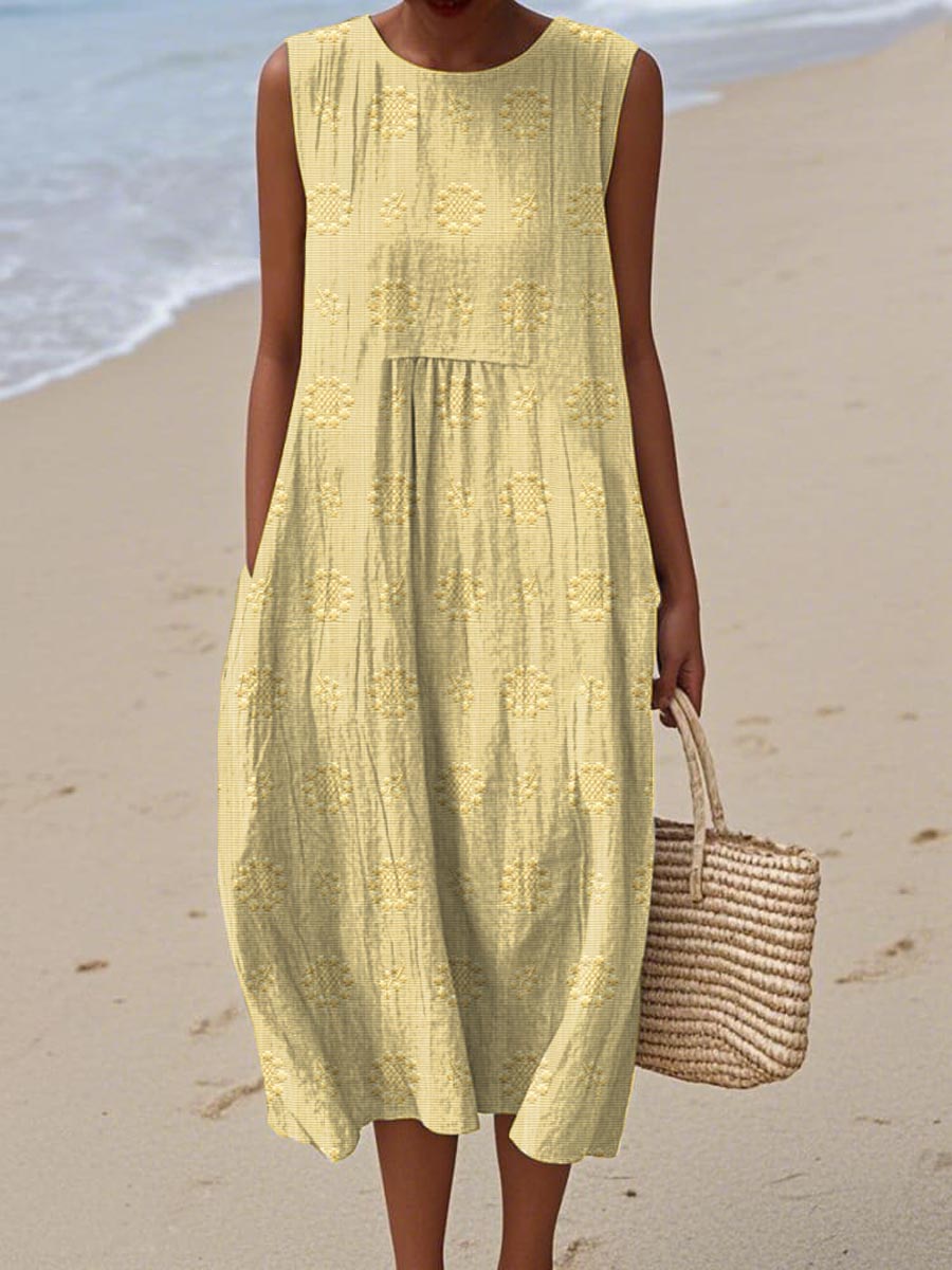 RUTH | AIRY COTTON-LINEN DRESS WITH MINIMALIST CHARM