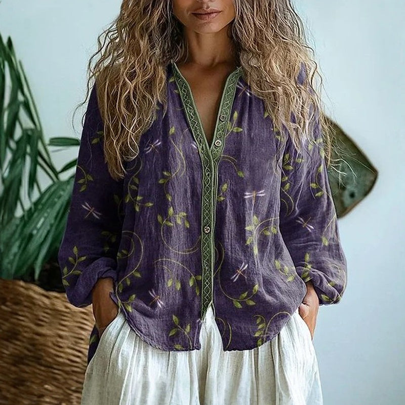 EMILY | VINTAGE LEAF PRINT BLOUSE