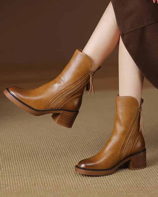 FREYA | BLACK LEATHER BOOTS WITH COMFORTABLE HEEL