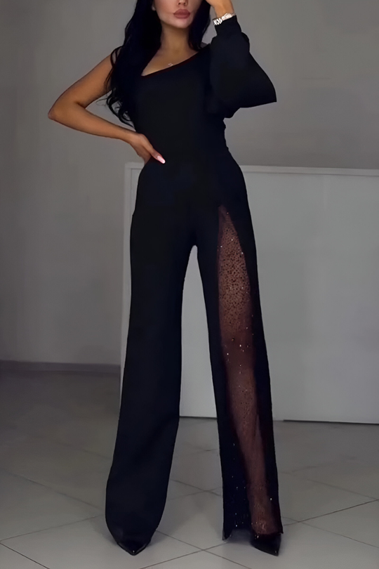 DAHLIA | ELEGANT ONE-SHOULDER JUMPSUIT WITH GLITTER DETAIL