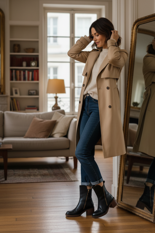 FREYA | BLACK LEATHER BOOTS WITH COMFORTABLE HEEL
