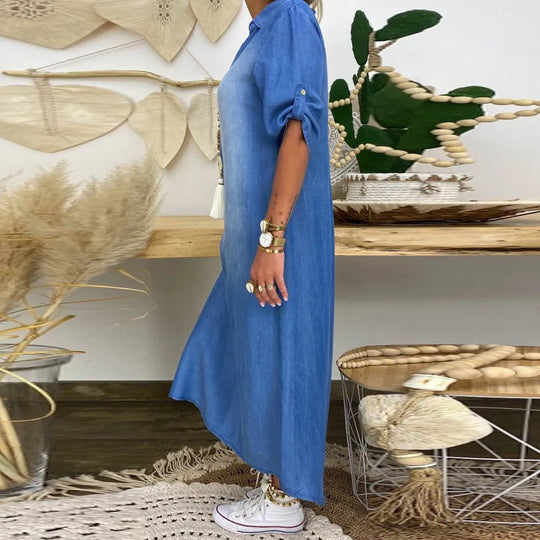 LILY | LONG DENIM-STYLE DRESS