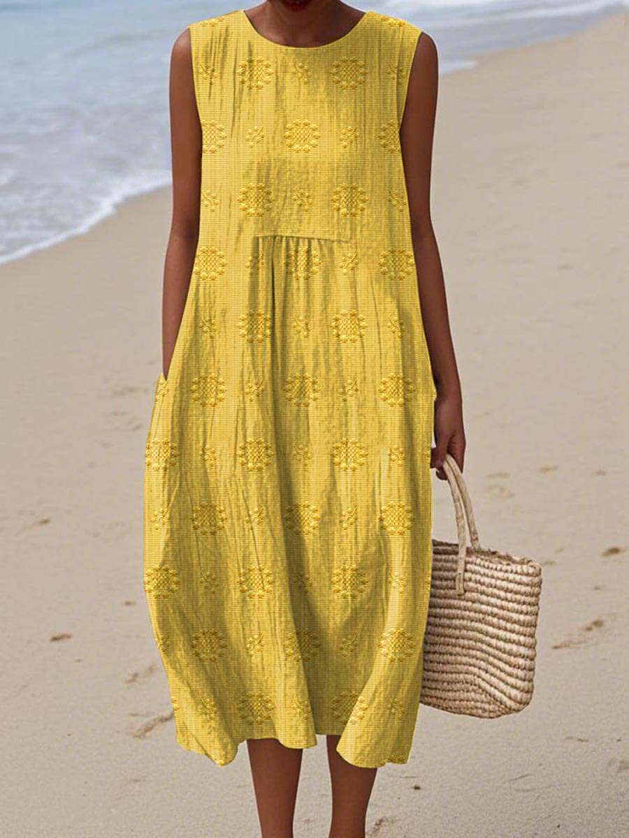 RUTH | AIRY COTTON-LINEN DRESS WITH MINIMALIST CHARM