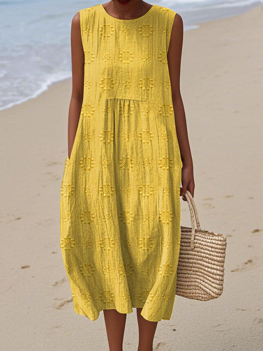 RUTH | AIRY COTTON-LINEN DRESS WITH MINIMALIST CHARM