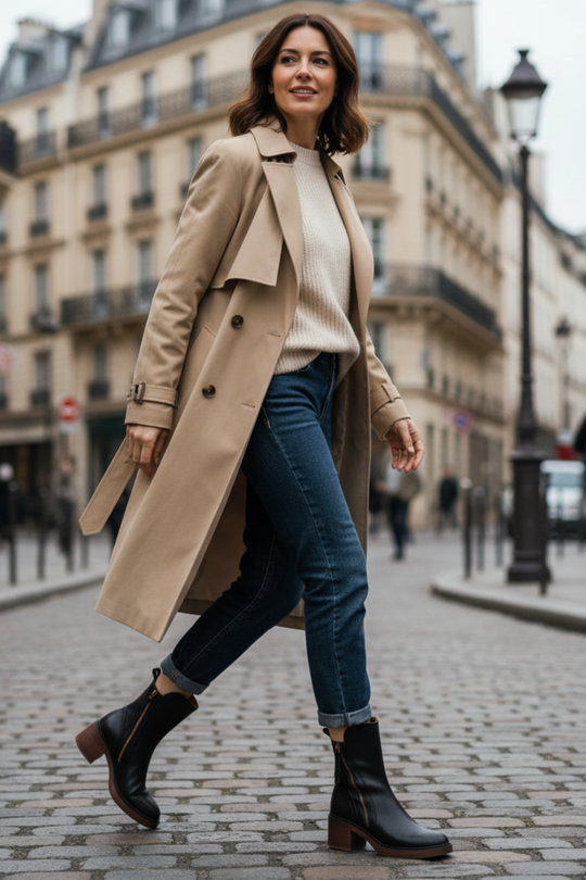 FREYA | BLACK LEATHER BOOTS WITH COMFORTABLE HEEL