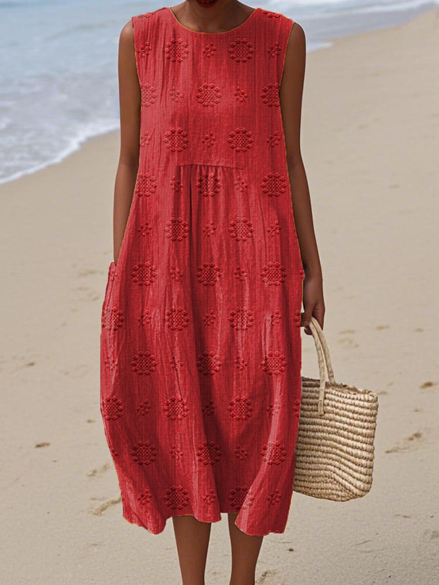RUTH | AIRY COTTON-LINEN DRESS WITH MINIMALIST CHARM