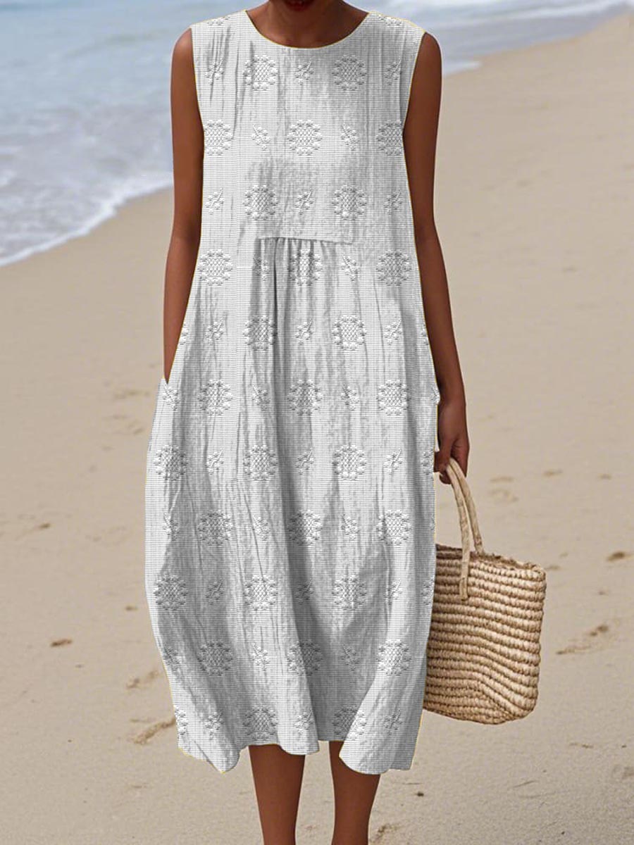 RUTH | AIRY COTTON-LINEN DRESS WITH MINIMALIST CHARM