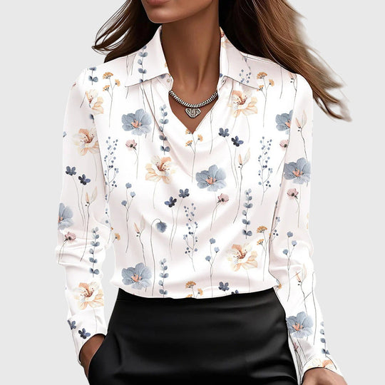 CHARLOTTE | BLOUSE WITH LUXURY SHINE AND PLEATED NECKLINE