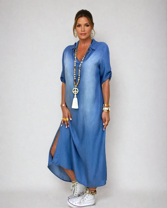 LILY | LONG DENIM-STYLE DRESS