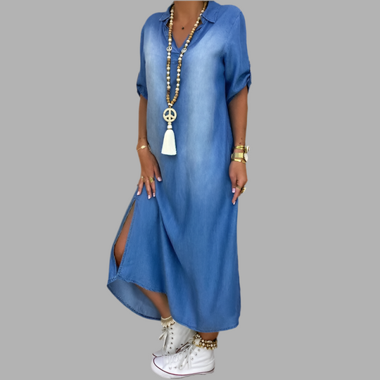 LILY | LONG DENIM-STYLE DRESS