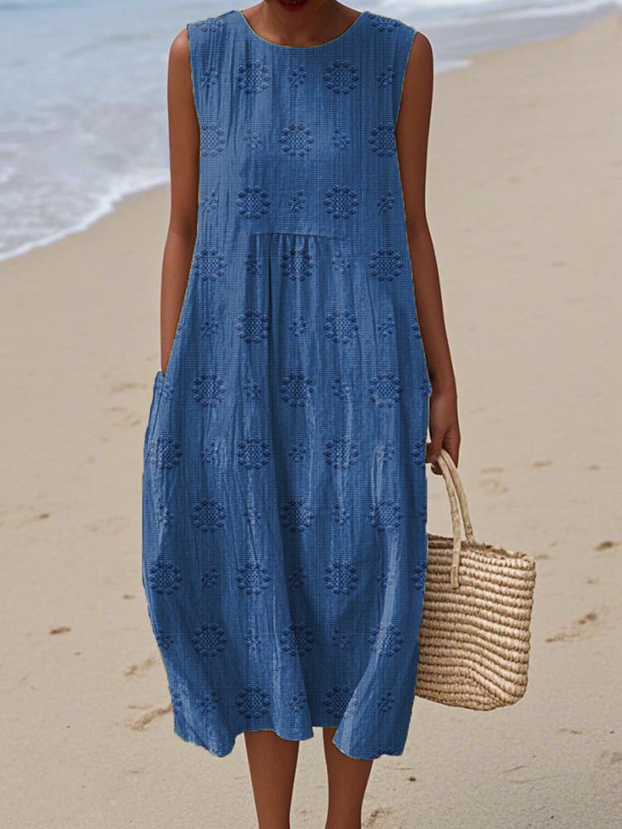 RUTH | AIRY COTTON-LINEN DRESS WITH MINIMALIST CHARM