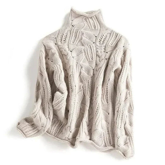 AMELIA | CASHMERE TURTLENECK WITH CABLE KNIT