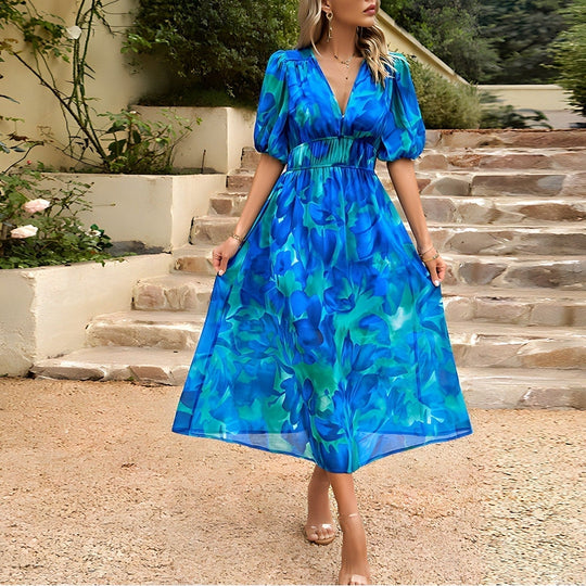 VIOLETTA | CASUAL V-NECK PRINTED DRESS