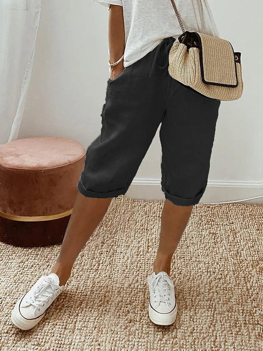 SIENNA | RELAXED LINEN-COTTON SHORTS WITH ADJUSTABLE WAIST