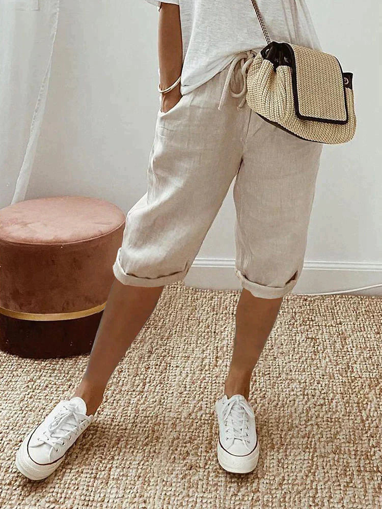 SIENNA | RELAXED LINEN-COTTON SHORTS WITH ADJUSTABLE WAIST