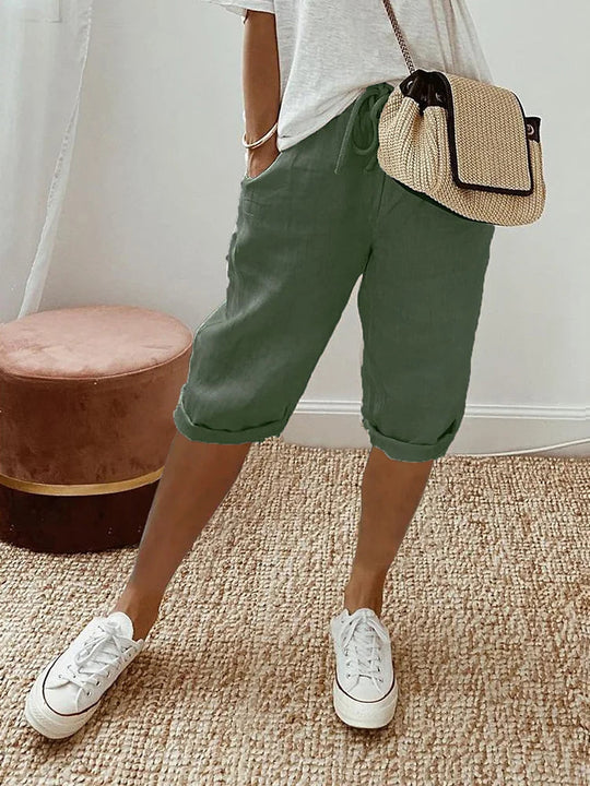 SIENNA | RELAXED LINEN-COTTON SHORTS WITH ADJUSTABLE WAIST