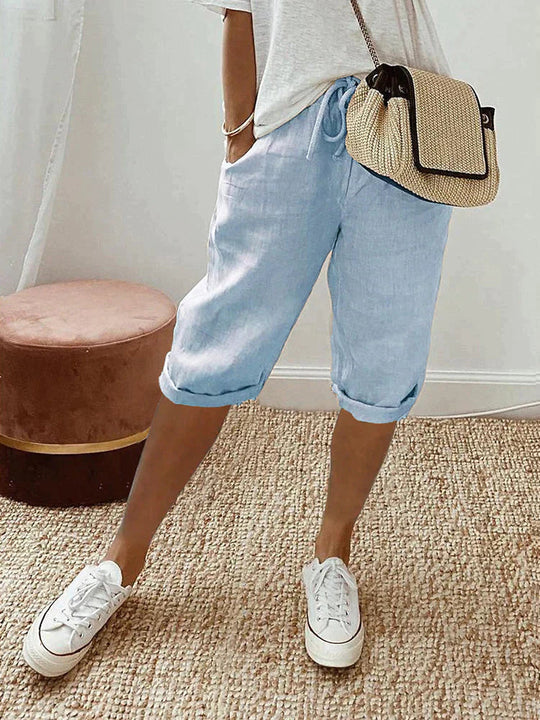 SIENNA | RELAXED LINEN-COTTON SHORTS WITH ADJUSTABLE WAIST