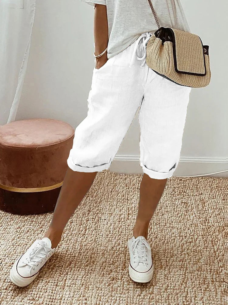 SIENNA | RELAXED LINEN-COTTON SHORTS WITH ADJUSTABLE WAIST