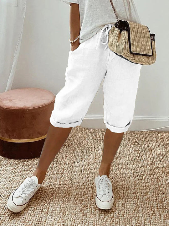SIENNA | RELAXED LINEN-COTTON SHORTS WITH ADJUSTABLE WAIST