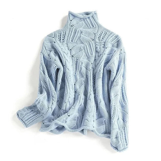 AMELIA | CASHMERE TURTLENECK WITH CABLE KNIT