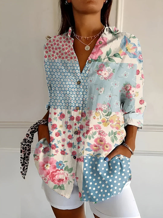 WILLOW | FLOWING BUTTON-UP BLOUSE WITH ELEGANT TUMMY COVERAGE