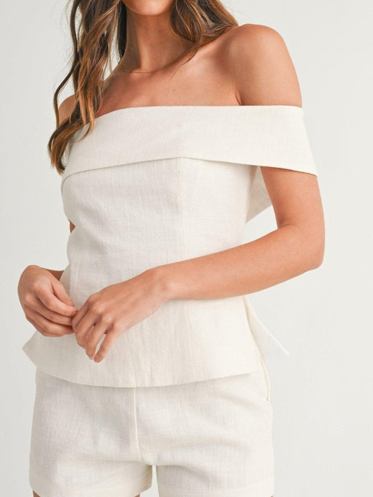 SOPHIE | WHITE COTTON AND LINEN TWO-PIECE SUIT